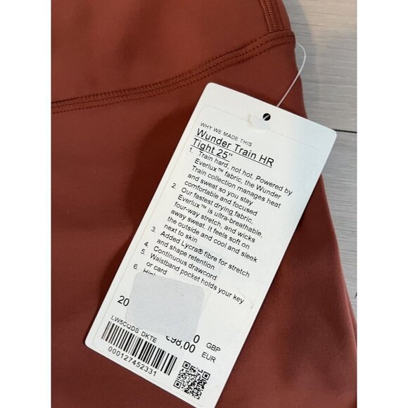 LULULEMON Wunder Train High-Rise Tight 25" Plus Size Dark Terracotta 20 NWT - Picture 6 of 6